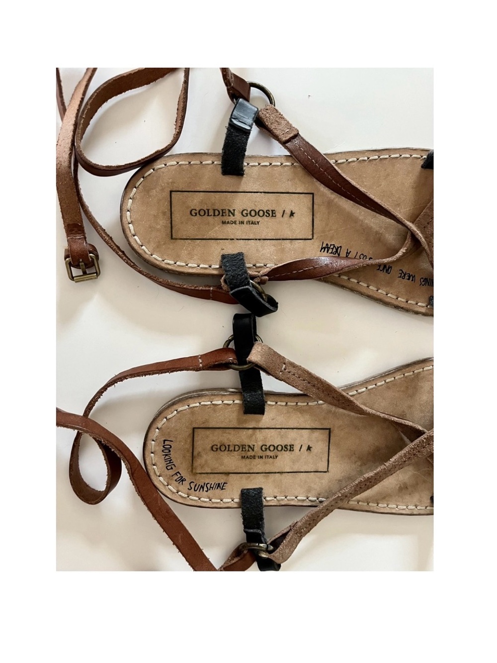 Golden Goose Brown Leather Lace-Up Gladiator Sandals - Picture 5 of 8